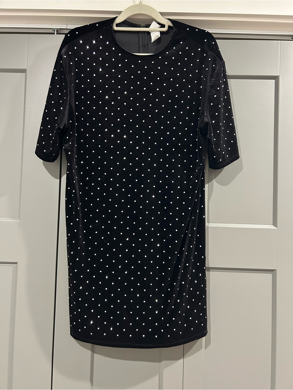 H&M Black Velvet Mini Dress with Silver Studs